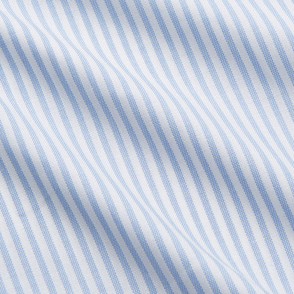Pale Blue Stripe Weekend Fit Hayne Shirt With Dorset Collar And 1-Button Cuffs Image 4