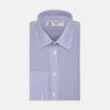View 1 of product The Turnbull & Asser Blue Bengal Stripe Shirt features a T&A collar, double cuffs, and white buttons on the front for a classic look.