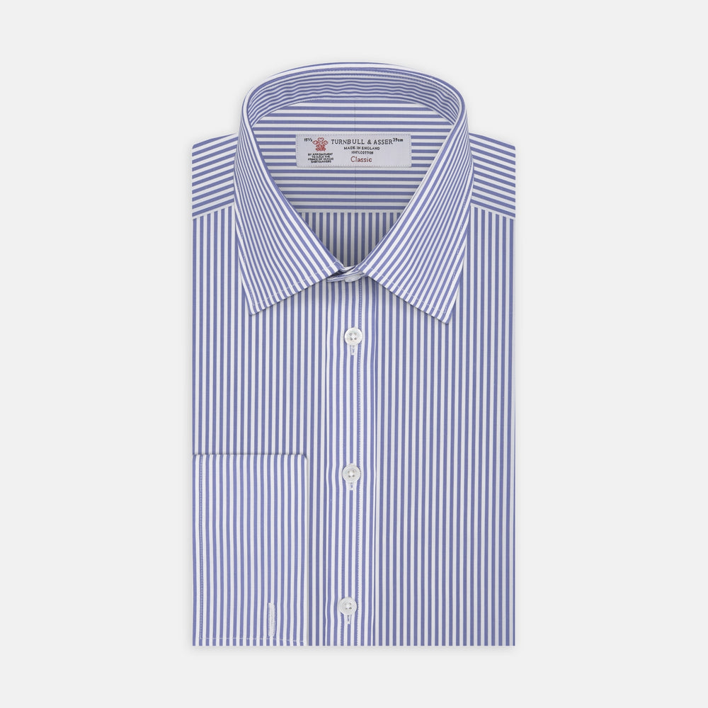 Blue Bengal Stripe Shirt with T&A Collar and Double Cuffs