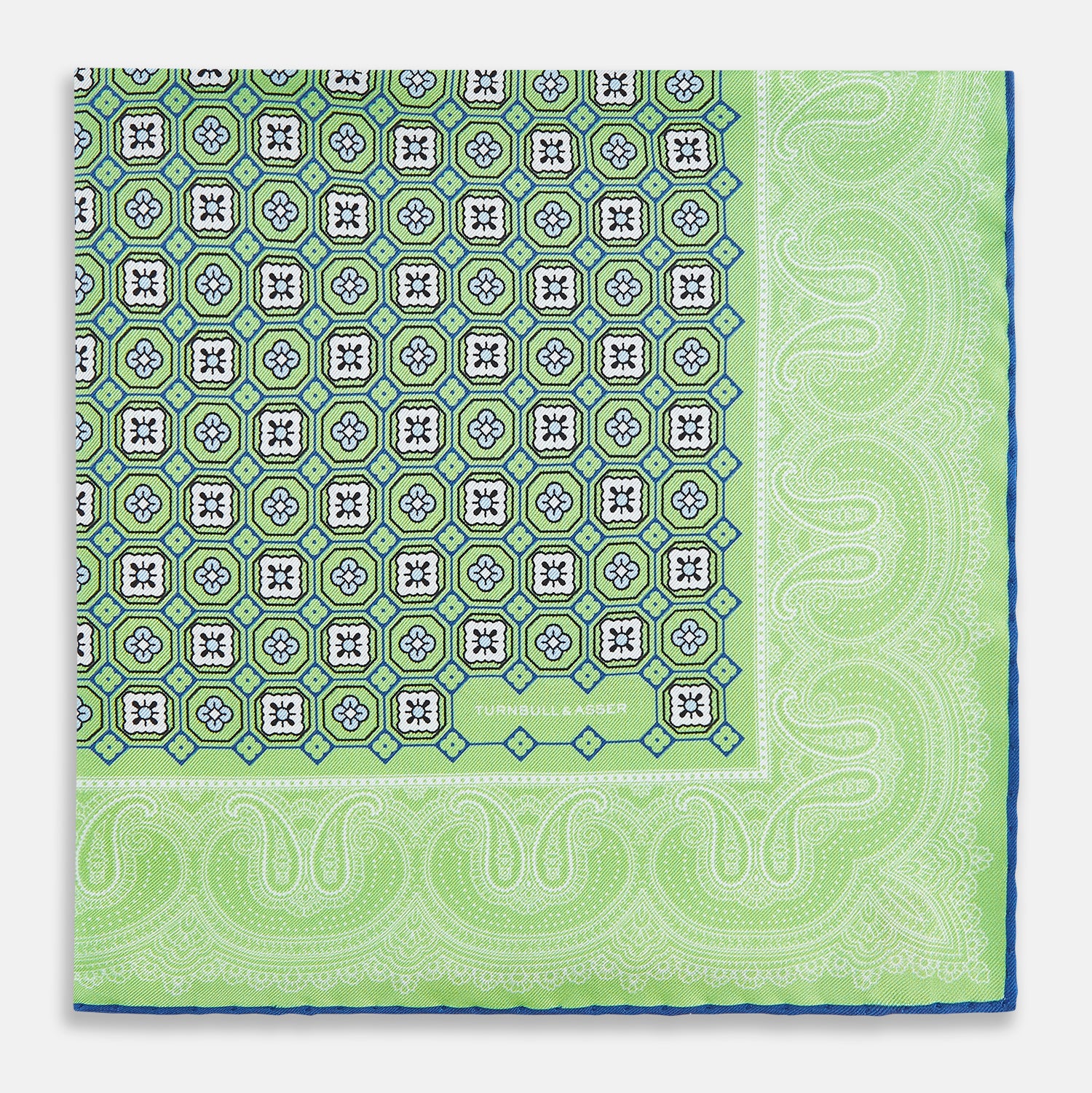 Image 8 of product Fern Green Floral Tile and Paisley Silk Pocket Square