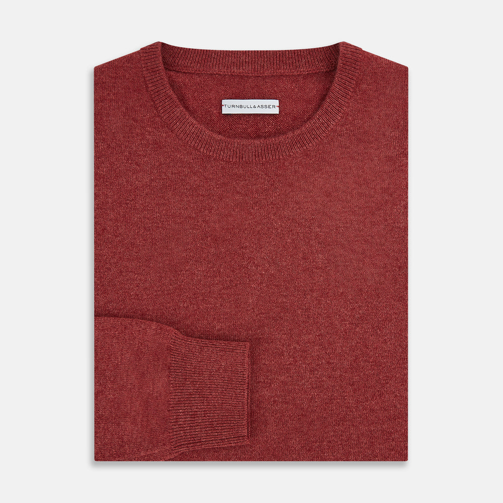 Crimson Red Cashmere Round Neck Jumper