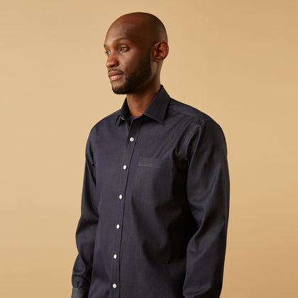 Blue Weekend Fit Finch Shirt With Derby Collar And Chest Pocket Image 6