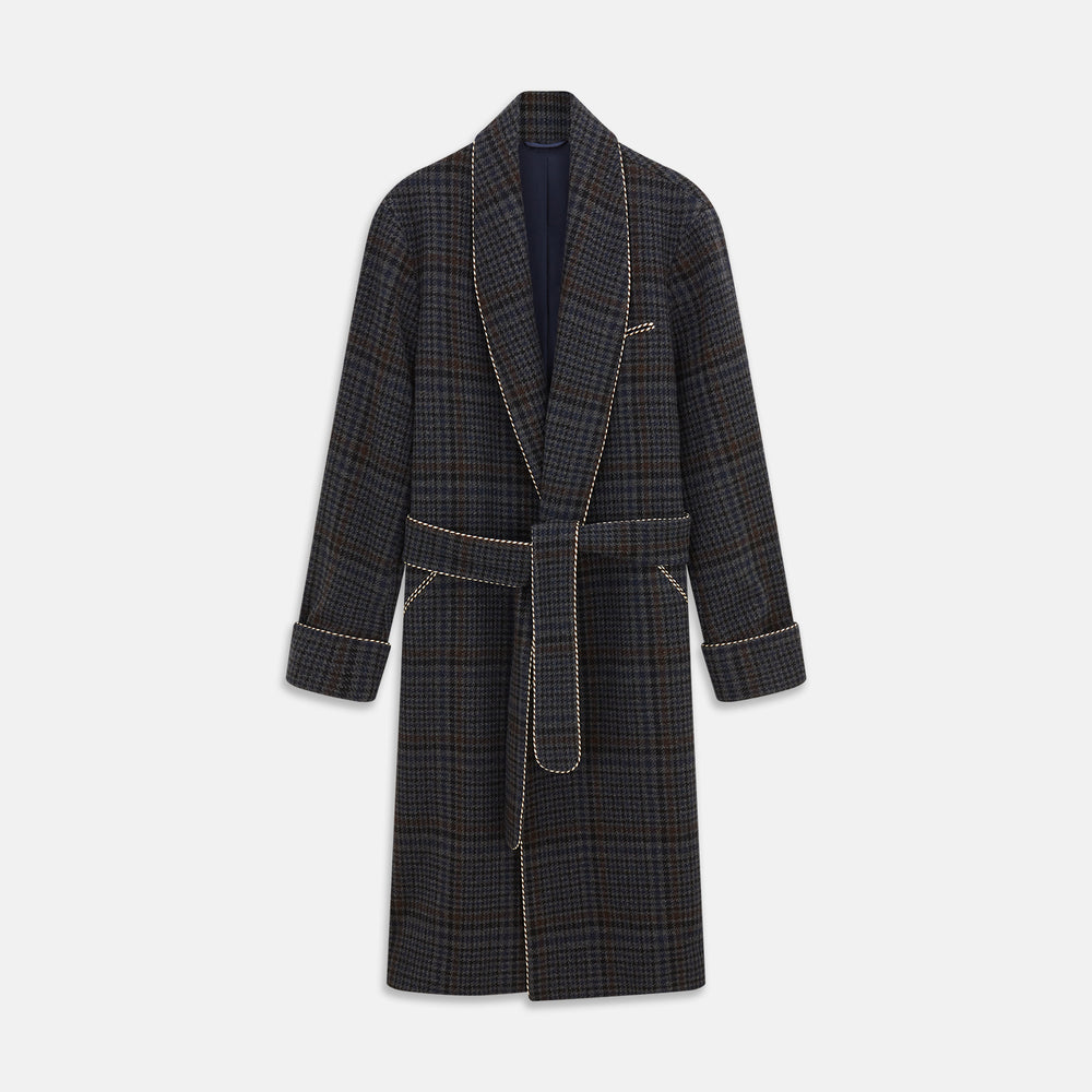 Charcoal Grey Check Wool Pierce Gown