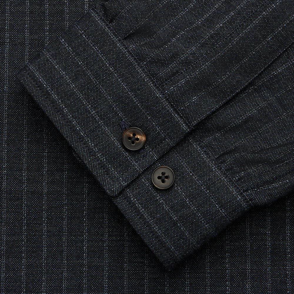 Navy Tailored Pinstriped Shirt Jacket