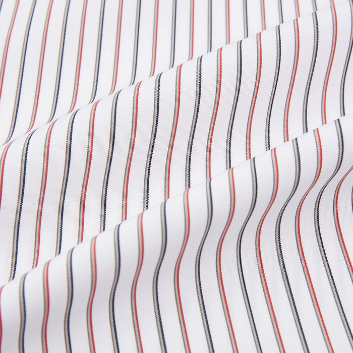 Red Double Stripe Shirt with Contrast T&A Collar and Cuffs Image 5