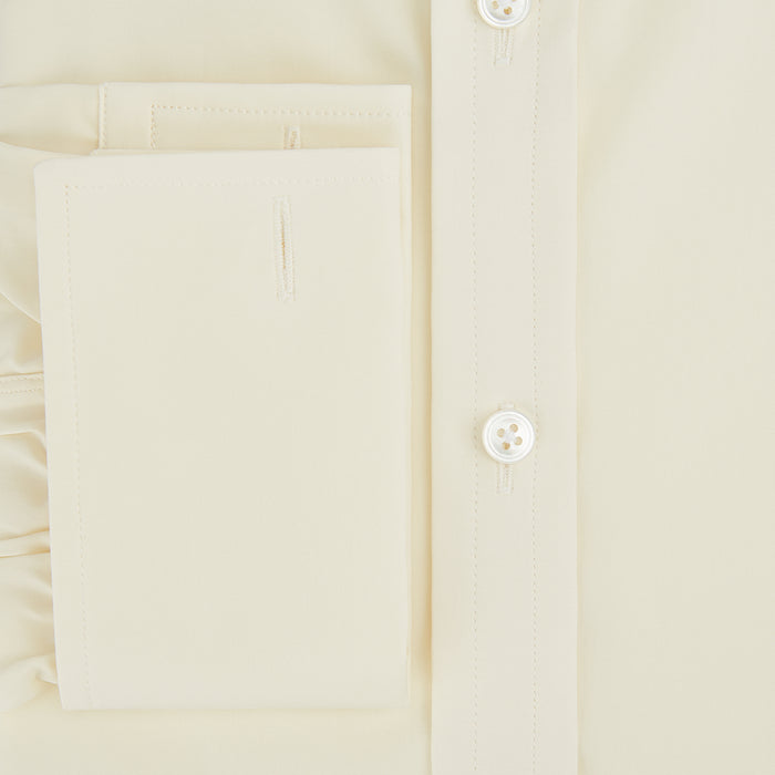 Cream Cotton Shirt with T&A Collar and Double Cuffs Image 3
