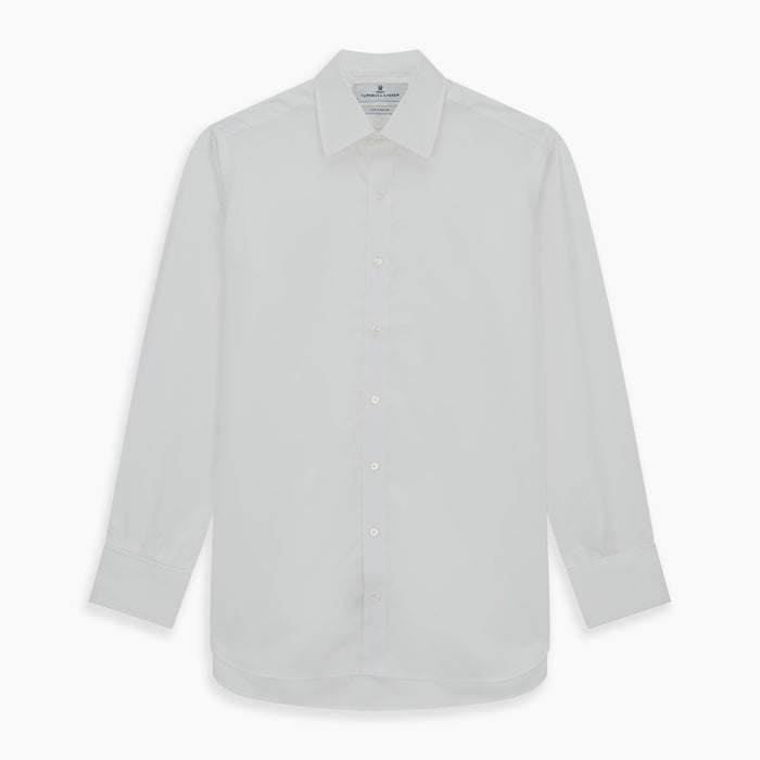Plain White Cotton Shirt with T&A Collar and Double Cuffs Image 5