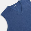 View 2 of product The Turnbull & Asser Blue V-Neck Sleeveless Cashmere Vest features a ribbed hem and is shown against a plain white background.