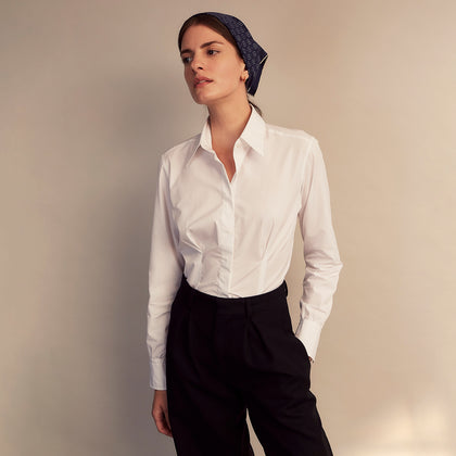 White Cotton Tailored Bianca Shirt Image 10