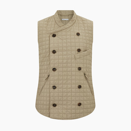Sand Double-Breasted Quilted Gilet Image 4