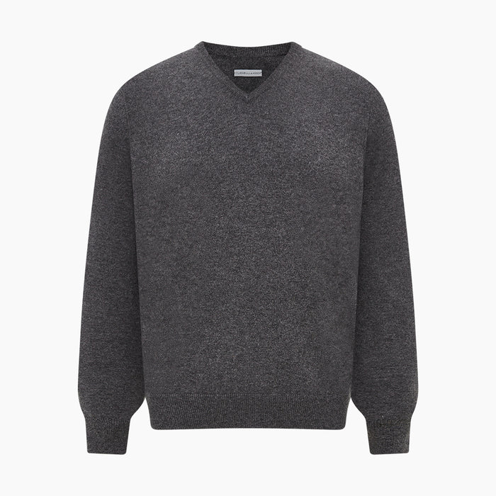 Charcoal Grey Cashmere V-neck Jumper Image 4