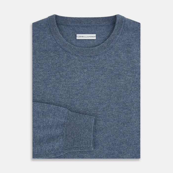 Pacific Blue Cashmere Round Neck Jumper Image 3