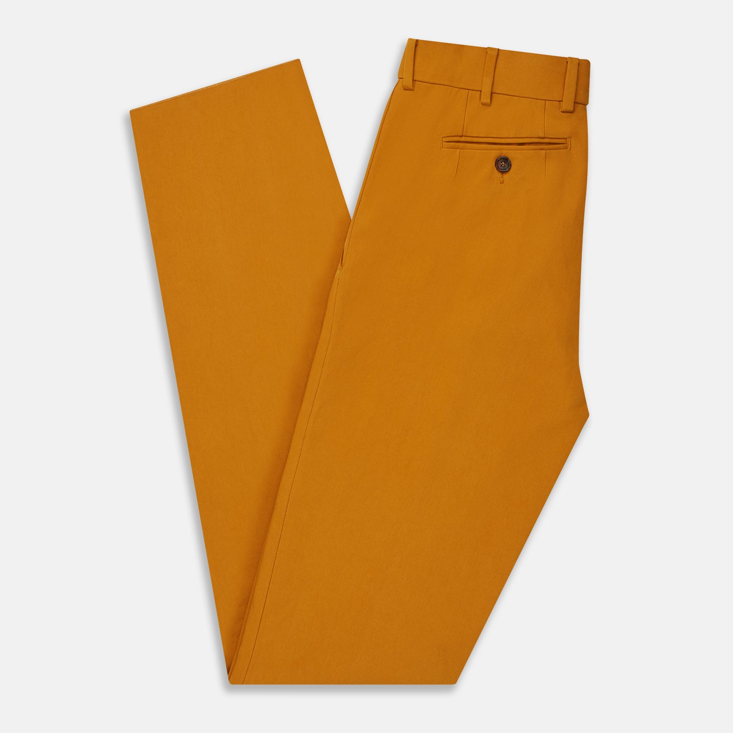 View 6 of product Turnbull & Asser Yellow James Trouser, made from Italian cotton with a matching belt, front crease, and straight fit cut, shown against a white background.