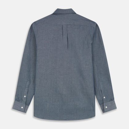 Blue Weekend Fit Oxford Finch Shirt With Derby Collar And Chest Pocket Image 2