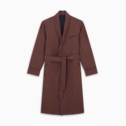 Claret and Green Multi Stripe Silk and Linen Blend Pierce Gown Image 4