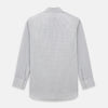 View 3 of product The Turnbull & Asser Sky Blue Multi Graph Check Shirt features long sleeves, a button-up front, pointed T&A collar, buttoned cuffs, and a small blue-and-white check pattern, shown on a white background.