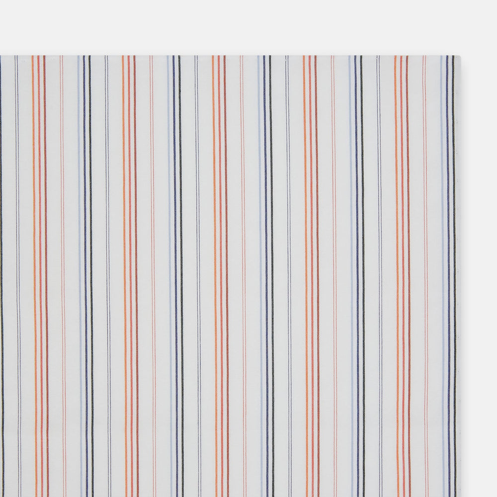 The Turnbull & Asser Hand Rolled Orange and Blue Multi Stripe Handkerchief adds bold color and classic style to any pocket square collection.