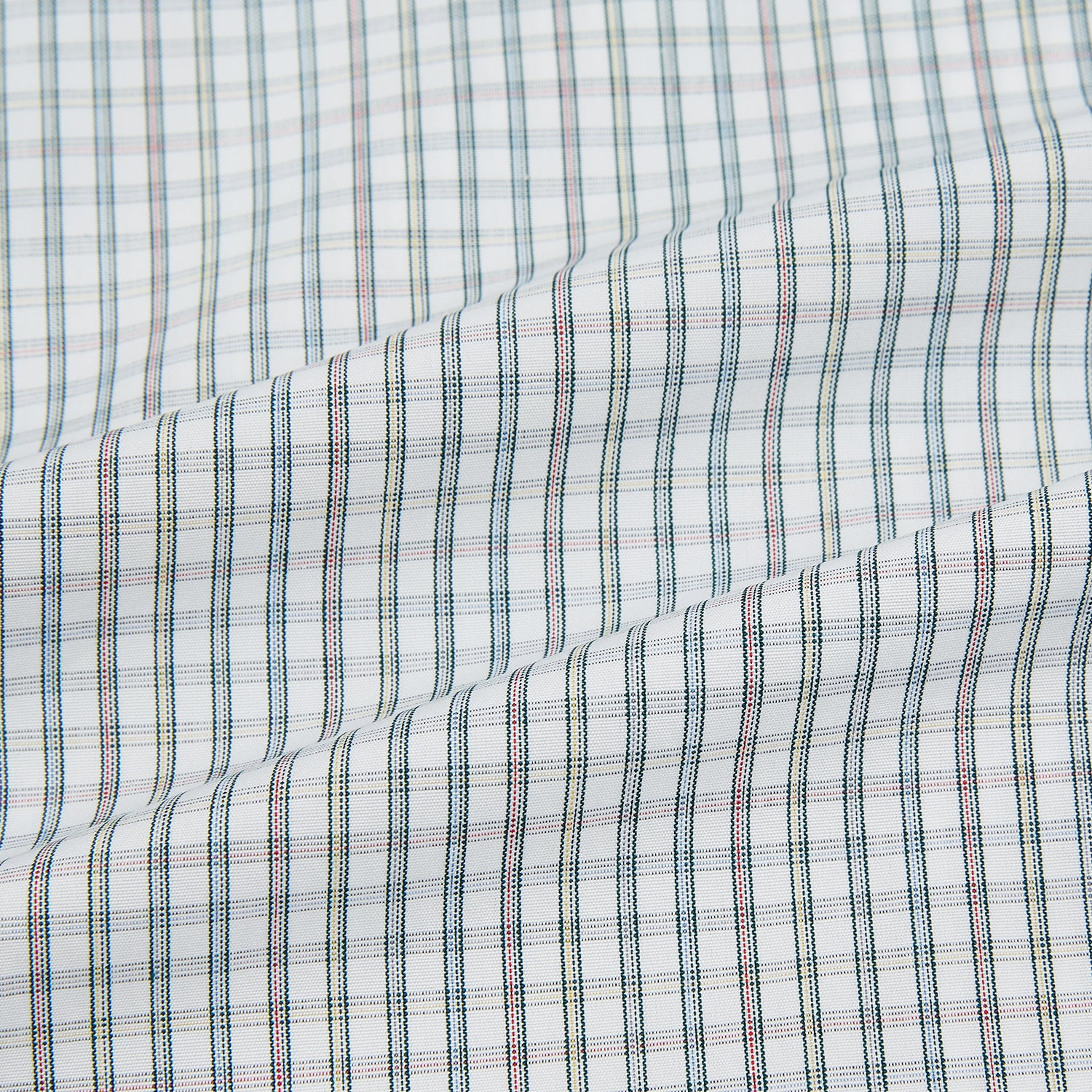 View 6 of product The Turnbull & Asser Forest Green with Multi-Hued Graph Check Mayfair Shirt is a long-sleeve button-up with a classic collar and buttoned cuffs, featuring fine British craftsmanship, shown flat on a white background.