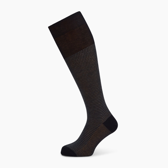 Charcoal Melange Houndstooth Long Socks Image 4