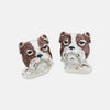 View 3 of product Turnbull & Asser’s British Bulldog Cufflinks, crafted in sterling silver and detailed with brown and white enamel to resemble bulldog heads, celebrate British heritage against a plain white background.