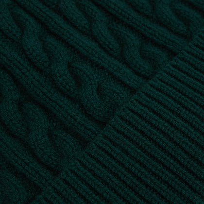 Forest Green Cable Knit Cashmere Beanie