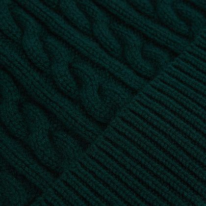 Forest Green Cable Knit Cashmere Beanie