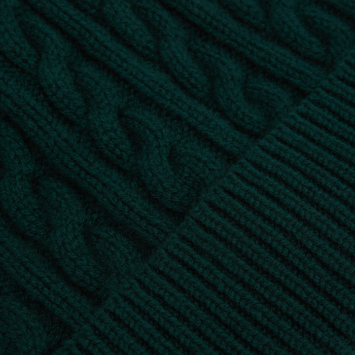 Forest Green Cable Knit Cashmere Beanie Image 1