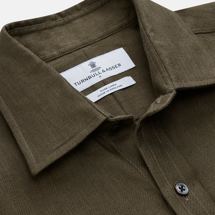 Khaki Green Linen Weekend Fit Langston Shirt