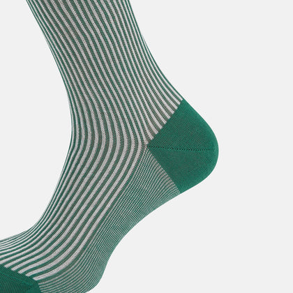 Melon Green/White Thin Striped Long Socks Image 3