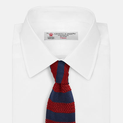 KNITTED STRIPE RED TIE