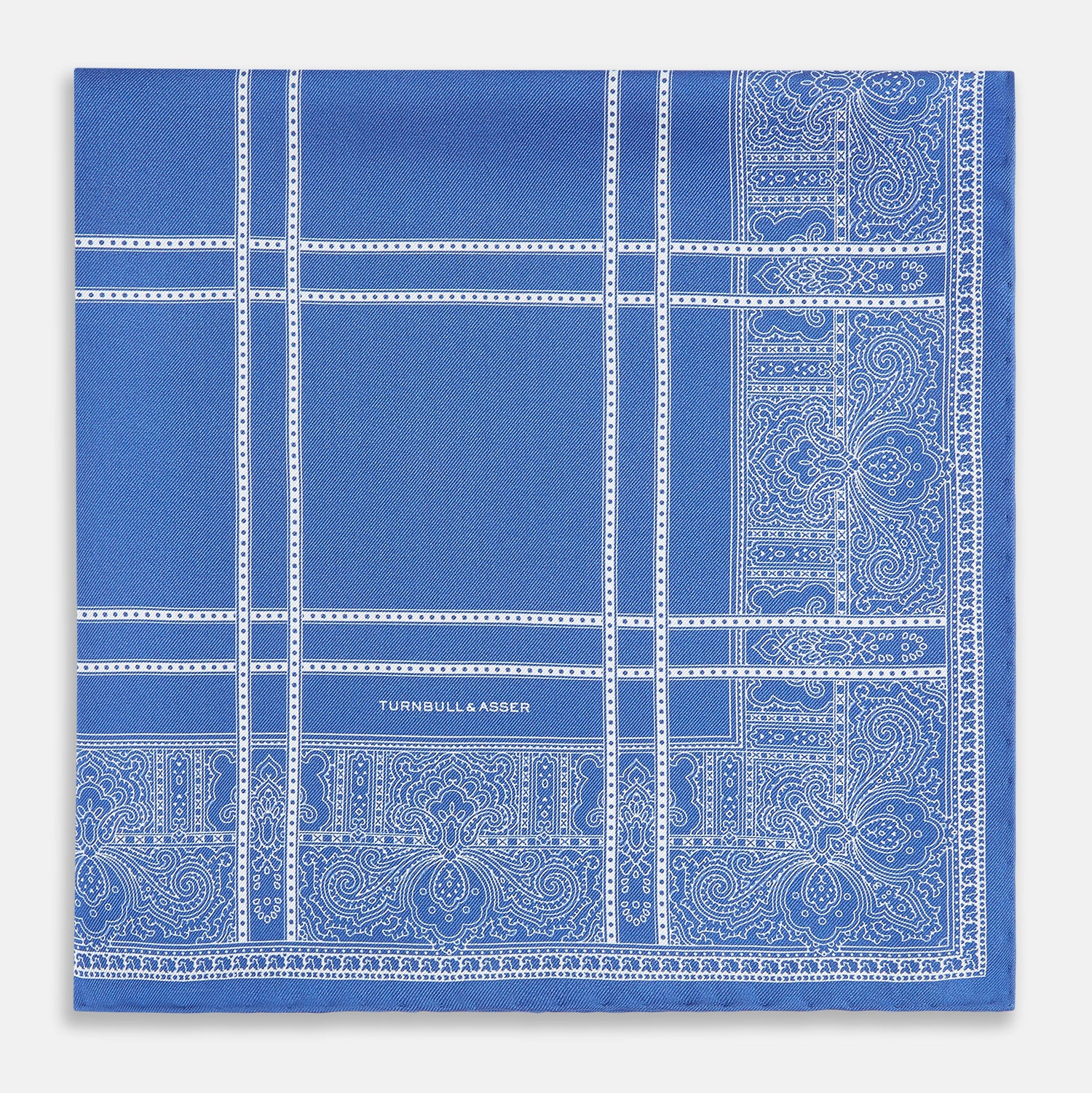 Image 8 of product Avio Blue Paisley Bandana Patterned Silk Pocket Square