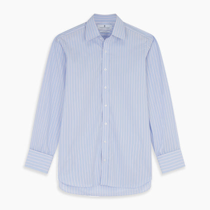 Blue Multi Stripe Cotton Regular Fit Whitby Shirt Image 5