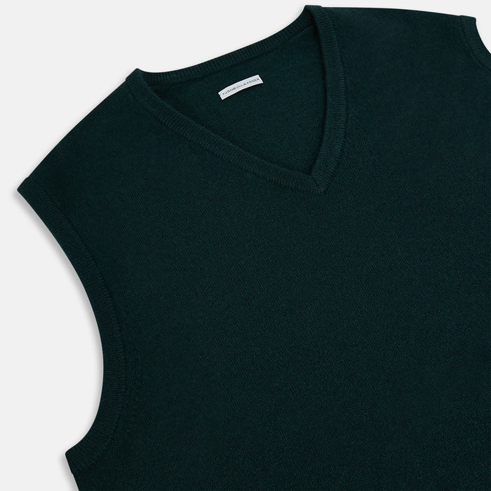 Forest Green V-neck Cashmere Vest Image 1