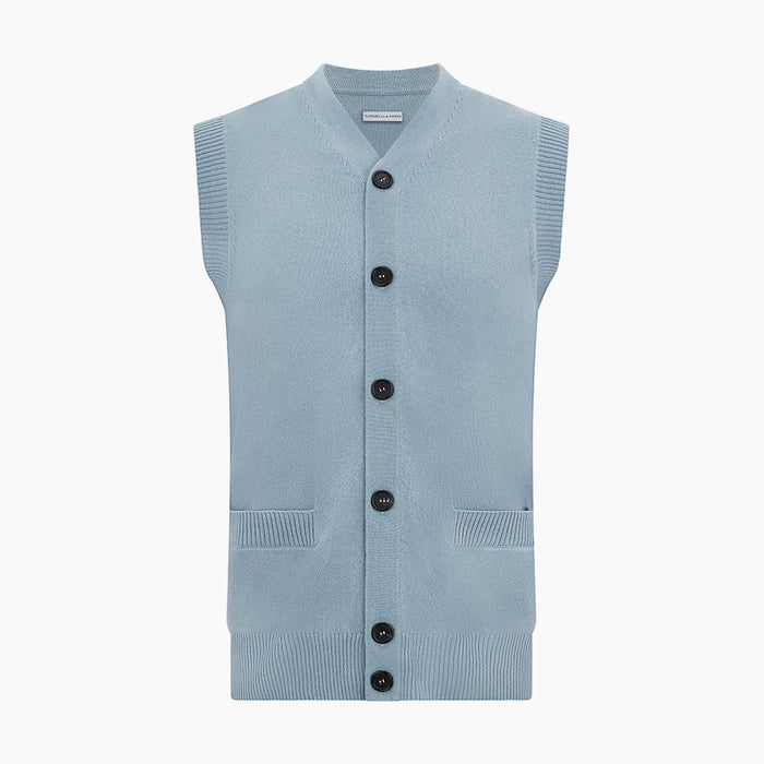 Frost Blue Cashmere Sleeveless Cardigan Image 3