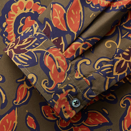 Khaki Green Floral Silk Holiday Fit Winnington Shirt