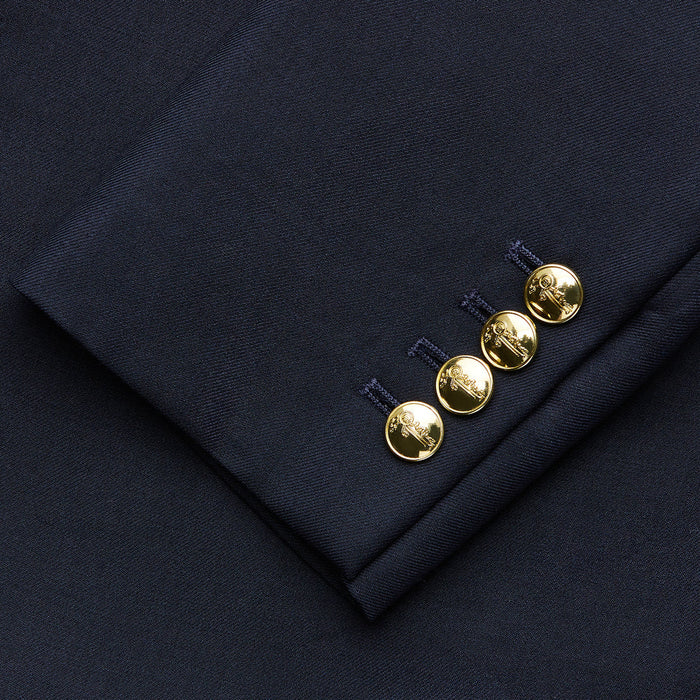 Long Navy Double Breasted Classic Blazer Image 3