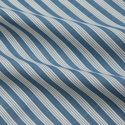Pale Blue Multi Stripe Weekend Fit Wool Shirt with Derby Collar and 1 Button Cuffs Image 3