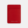 View 1 of product A vibrant red Turnbull & Asser Two-slot Card Case, crafted from Italian leather with the brand name embossed in white, is shown on a plain white background—a sleek and minimalist accessory.
