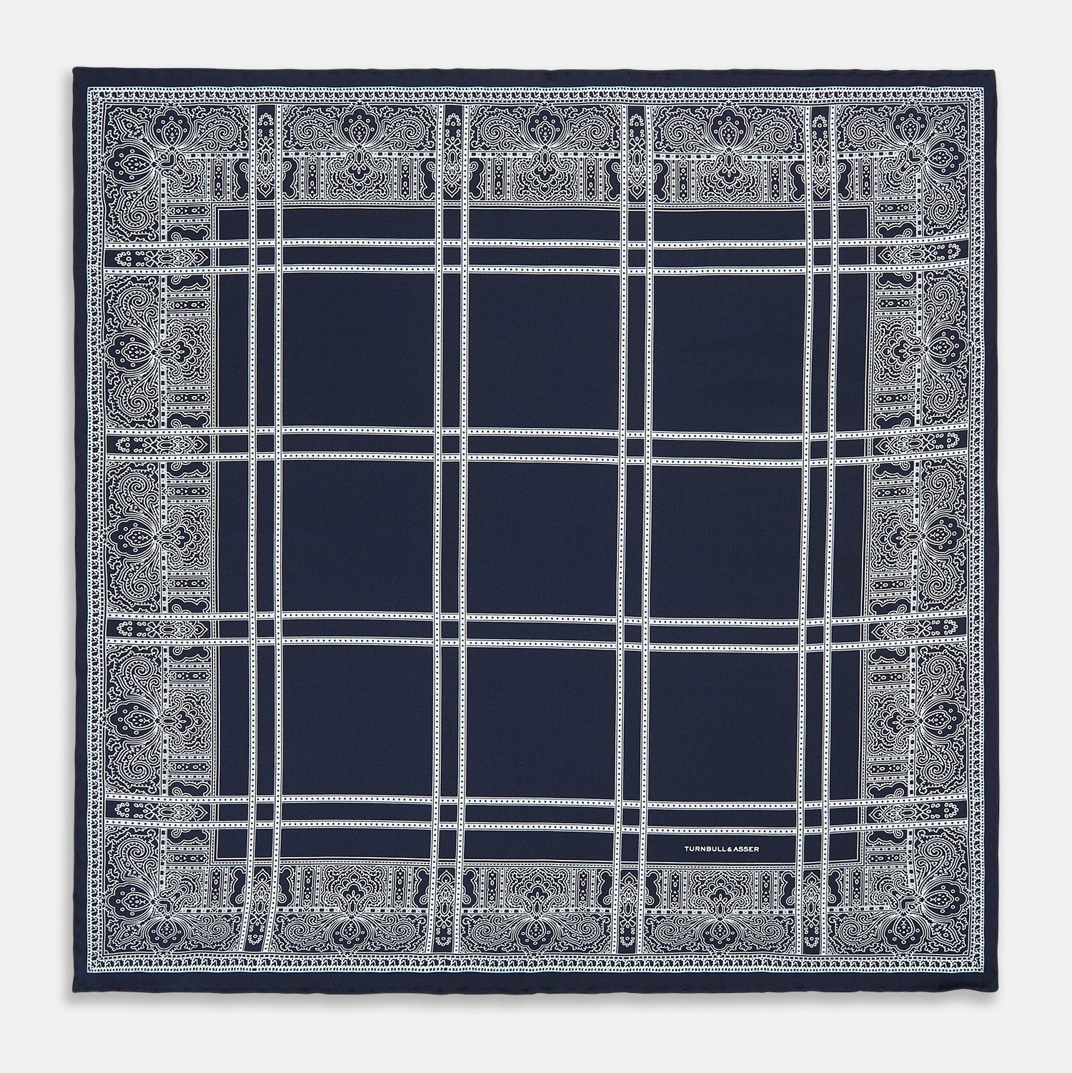 Image 9 of product Navy Paisley Bandana Patterned Silk Pocket Square