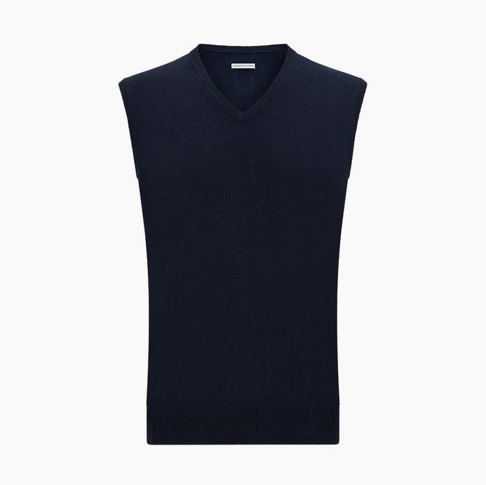 Navy Cashmere V-neck Vest Image 3