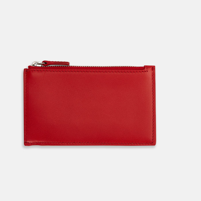 Red Leather Zip Coin and Card Holder Image 2