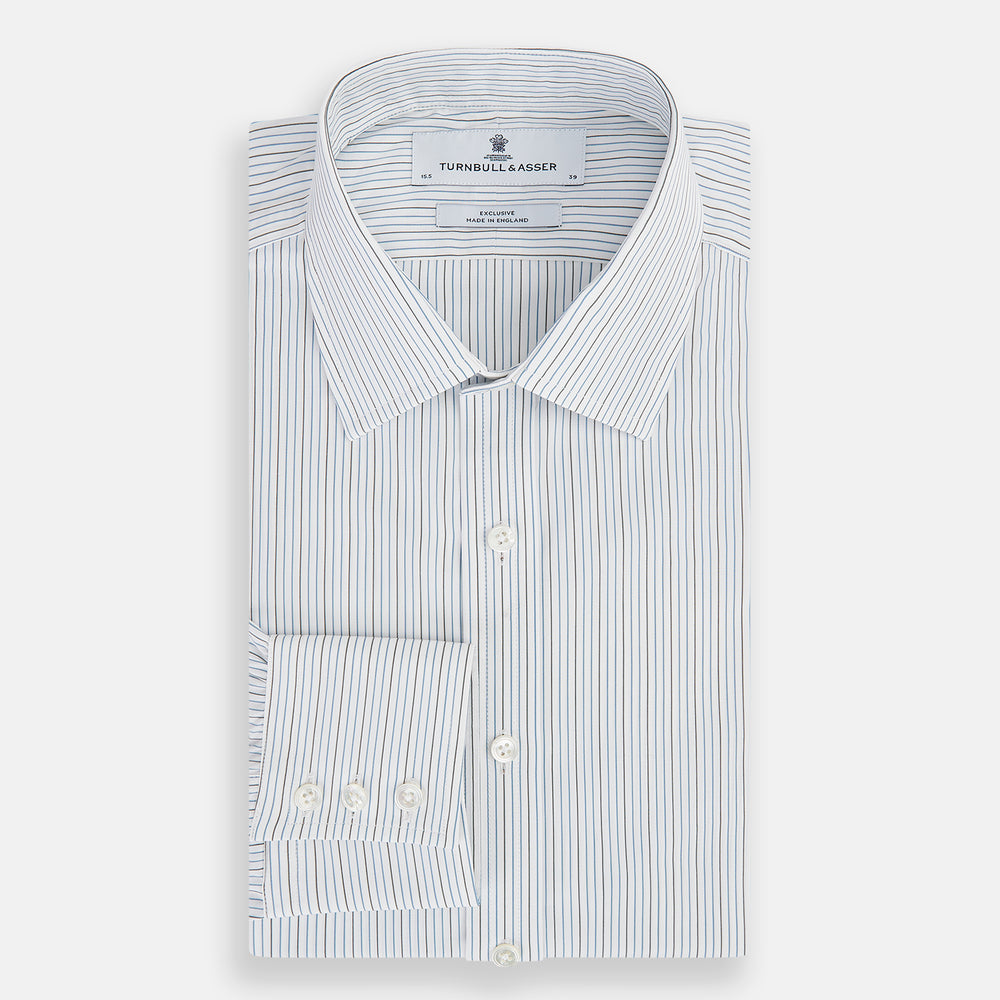 Navy and Brown Pinstripe Mayfair Shirt