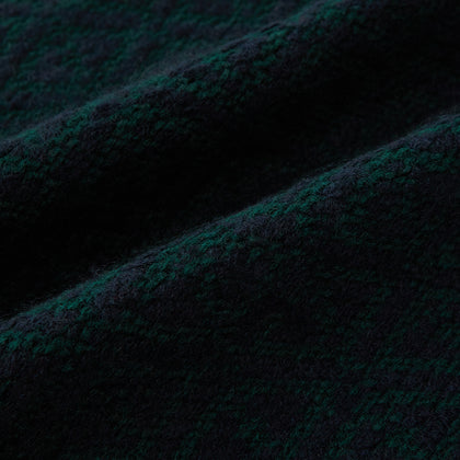 Navy Blue and Forest Green Diamond-Patterned Cashmere Knitted Scarf Image 2