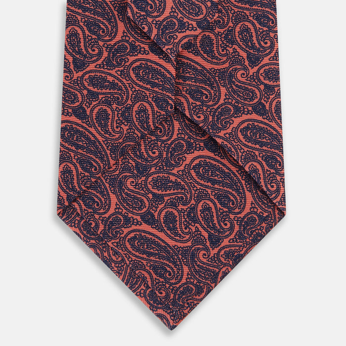 Orange Paisley Silk Tie Image 2