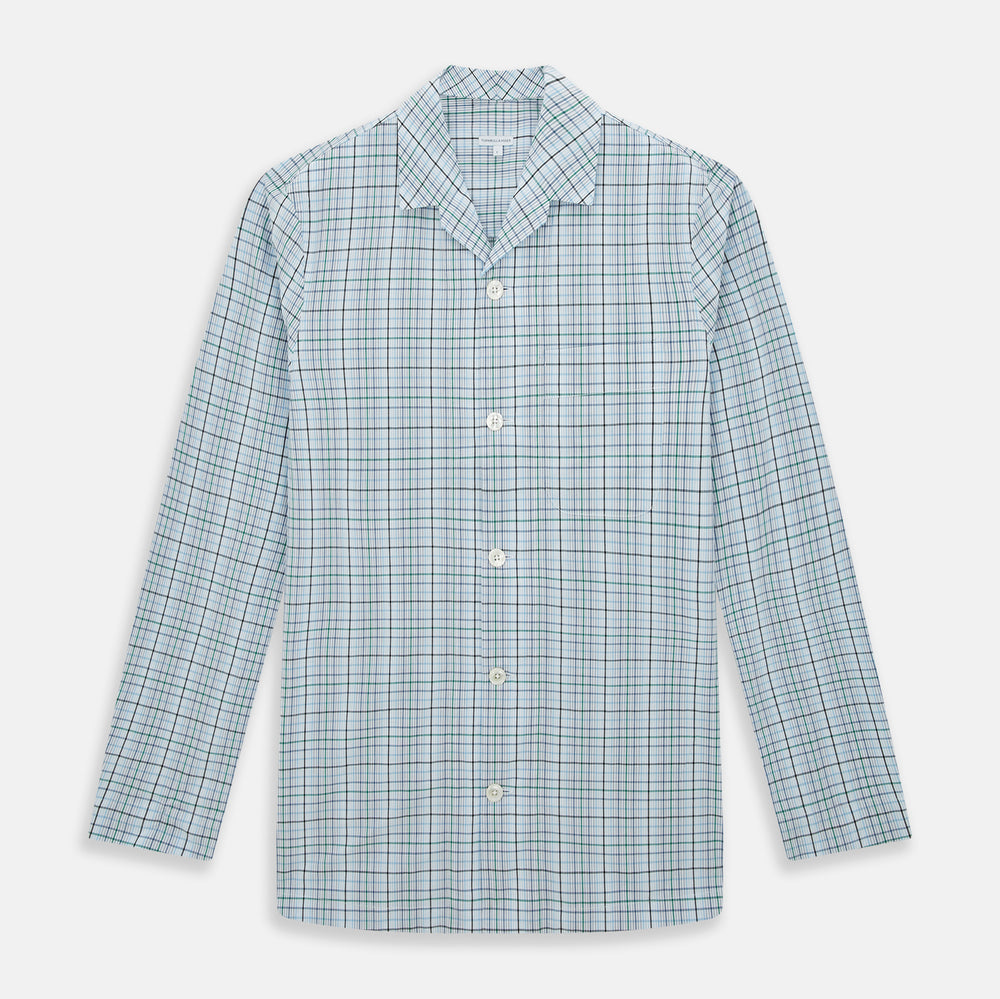 Blue and Green Multi Check Pyjama Shirt