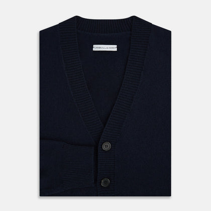 Navy V-Neck Cashmere Cardigan Image 3
