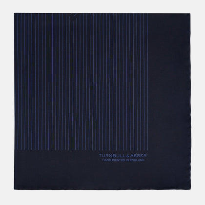Navy Stripe Silk Pocket Square Image 3
