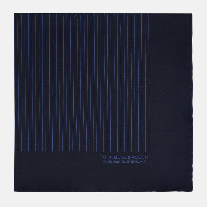 Navy Stripe Silk Pocket Square Image 3