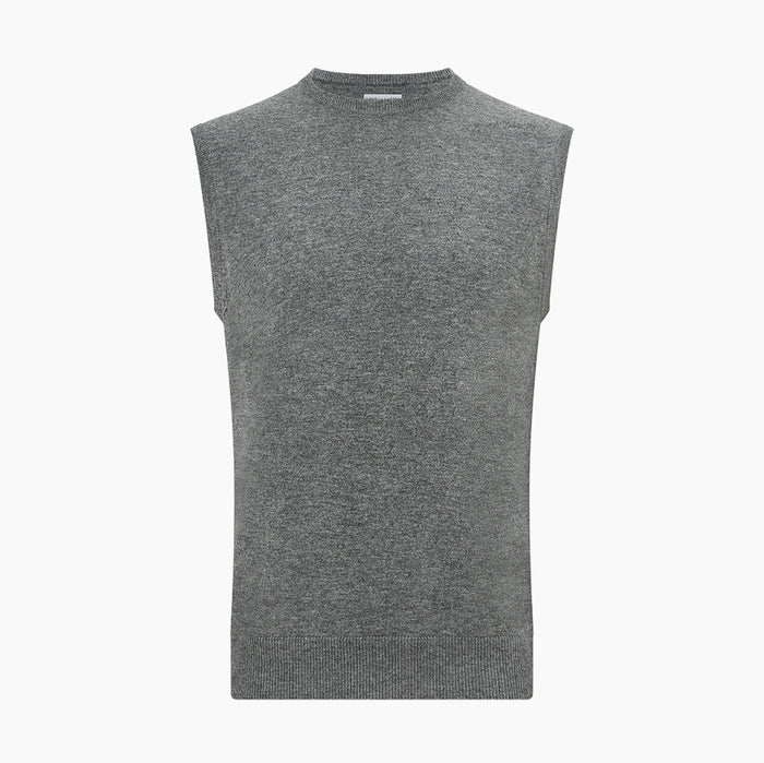 Ash Grey  Cashmere Round Neck Vest Image 3