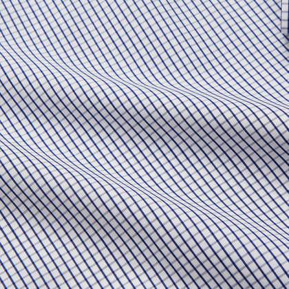 Navy Check Cotton Regular Fit Mayfair Shirt Image 3